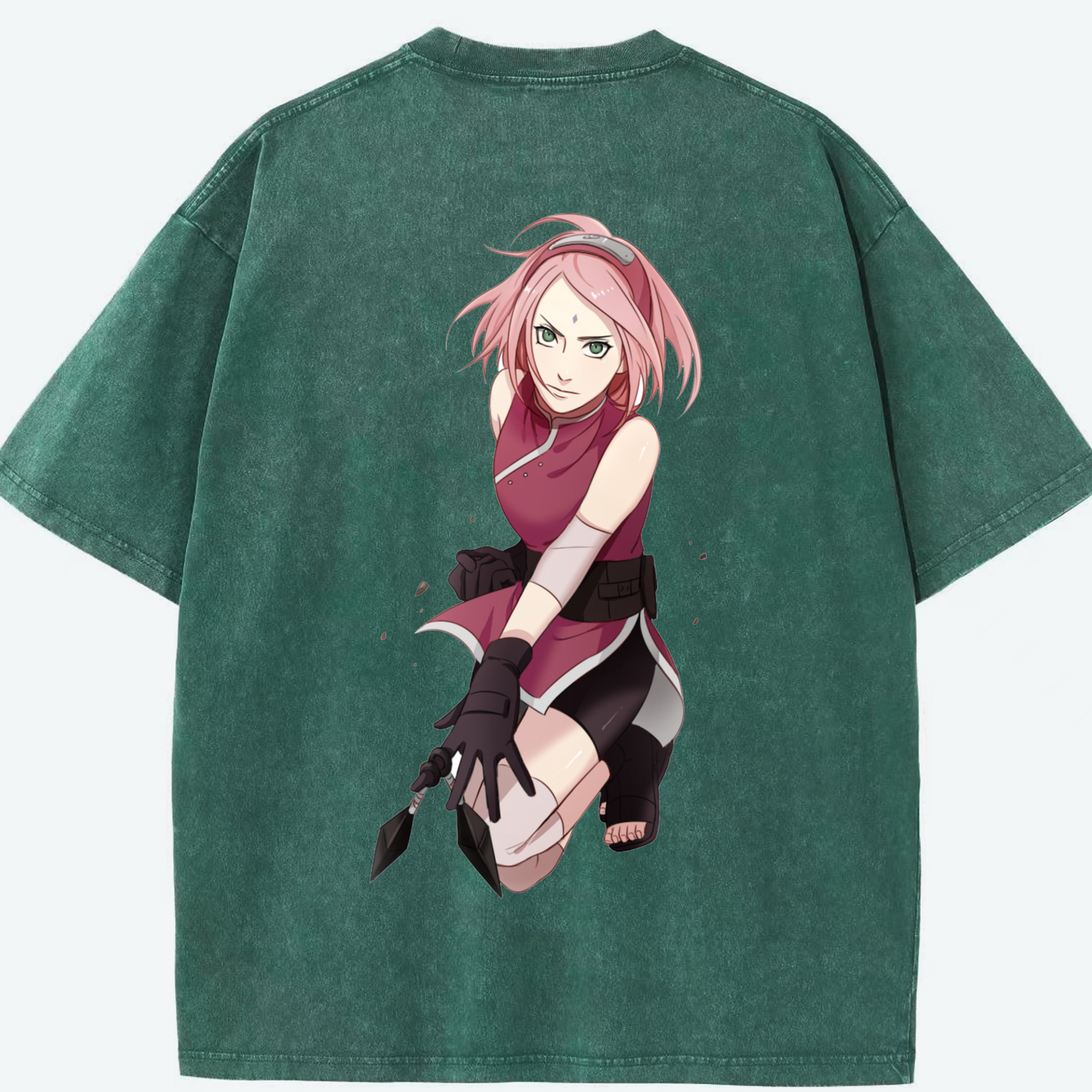 （画像用） NARUTO -ナルト- 春野サクラ Haruno Sakura 綿100% ヴィンテージ風 半袖Tシャツ（背面プリント）